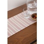 KAMİZ Organik Yıkanmış Mürdüm Çizgili Keten Runner 40x150 Cm