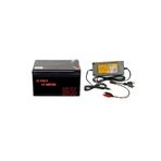 Kamp Için 12v 12ah 12 Volt 12 Amper Akü + 3.5ah 3,5 Amper Akü Şarj Cihazı Adaptör (SİYAH)