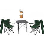Kamp Sandalyesi 2li +Portatif Masa+ Aydınlatma Feneri Seti - 6456 Ecorce Tube Marron - Polyester