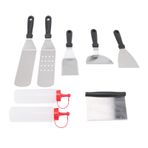Kamp Spatula Seti, 6 Parça Spatula, 2 Şişe, Paslanmaz Çelik Düz Üst Izgara Spatula Seti, Sağlam Sap Yaygın Olarak Kullanılan Kamp Spatula Seti, Açık Hava Barbekü Teppanyaki Kamp Pişirme için