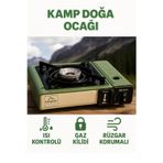 Kamptek Doğa Kamp Piknik Portatif Tek Gözlü Stop Emniyetli Profesyonel Kamp Doğa Piknik Gaz Ocağı Yeşil