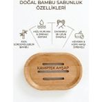 Kamptek Kamp Teknolojisi Ahşap Doğal Bambu Sabunluk - Hızlı Kuruyan Drenajlı Banyo Sabunluğu, Küfe Dayanıklı Oval Sabunluk Altlığı