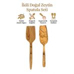kamptek kamp teknolojisi Kamptek Zeytin Ağacı El Yapımı 2'li Mutfak Seti - Doğal Ahşap Spatula ve Servis Sunum Gereci