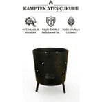Kamptek Kamp Teknolojisi Pro Kalın Metal Ateş Çukuru - Kamp & Bahçe Şöminesi - Ayaklı Doğa Ateş Çukuru Figürlü Orta Boy - Siyah - 1 Adet