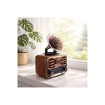 KAMSELL Everton Rt-607 Gramofon Görünümlü Orta Boy Radyo – Bluetooth, Şarjlı, RGB LED Işıklı Müzik Çalar