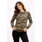 Kamuflaj Desenli 2 İplik 4 Mevsim Uzun Kollu Bisiklet Yaka Sweatshirt - Kamuflaj