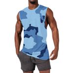 Kamuflaj erkek Tank Tops yaz artı boyutu kolsuz T shirt erkekler için spor yelek fantezi spor koşu eğitim kas Tee Tops, mavi, 4XL