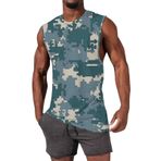 Kamuflaj erkek Tank Tops yaz kolsuz T shirt erkekler için artı boyutu yelek fantezi spor koşu spor eğitim kas Tee Tops, mavi, L