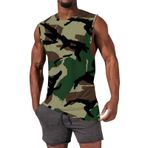 Kamuflaj erkek Tank Tops yaz kolsuz T shirt erkekler için artı boyutu yelek fantezi spor koşu spor eğitim kas Tee Tops, Yeşil #1, S