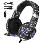 Kamuflaj Kedi Kulak Gaming Headset Bilgisayar Oyunları Tv Mavi Için Mic ile Kulaklıklar