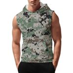 Kamuflaj kolsuz Hoodies erkekler için artı boyutu Tank Tops erkekler siyah yelek atletler spor koşu spor Tee gömlek cep ile, bej, S