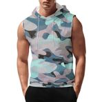 Kamuflaj kolsuz Hoodies erkekler için artı boyutu Tank Tops erkekler siyah yelek atletler spor koşu spor Tee gömlek cep ile, yeşil (Mint Green), L
