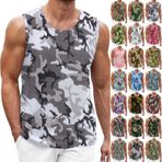 Kamuflaj kolsuz Hoodies erkekler için artı boyutu Tank Tops erkekler siyah yelek atletler spor koşu spor Tee gömlek cep ile, Z05 Yeşil #2, S