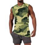 Kamuflaj Tank Tops erkekler spor kolsuz T shirt erkekler için artı boyutu yelek fantezi spor koşu eğitim kas Tee Tops, Yeşil #4, S