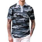 Kamuflaj tişört, erkek, yazlık, kısa kollu gömlek, erkek polo tişört, hafif, rahat, günlük gömlek, yazlık gömlek, düğmeli, slim fit, kamp tişörtü, dış mekan gömleği, Gri, XXL