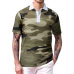Kamuflaj tişört, erkek, yazlık, kısa kollu gömlek, erkek polo tişört, hafif, rahat, günlük gömlek, yazlık gömlek, düğmeli, slim fit, kamp tişörtü, dış mekan gömleği, Haki., XXL