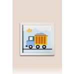 Kamyon Temalı Katmanlı Mdf - Çocuk ve Bebek Odası Duvar Tablosu 33x33x2.5 Cm