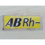 Kan Grubu Etiketi Ab Rh Negatif (Ab Rh -) Şeffaf Kutulu (Sarı) Kan Grubu Kartı