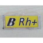 Kan Grubu Etiketi B Rh Pozitif (B Rh +) Şeffaf Kutulu (Sarı) Kan Grubu Kartı