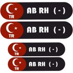 Kan Grubu Kask Etiketi 4 Parça Ab Rh - Etiket Sticker