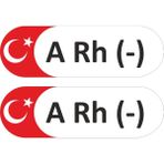 Kan Grubu Sticker 2 Adet - Arh (-) - 15 x 4.5 cm - Siyah - Kırmızı