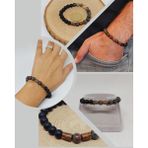 Kan Taşı & Oniks Taşı 8mm Unisex Tasarım Bileklik Hawaii Model (2929)
