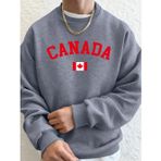 Kanada Baskılı Bayraklı Erkek Kapüşonlu Üstleri Sonbahar Bol Sweatshirt Hip Hop Yuvarlak Yaka
