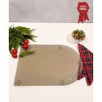 Kanallı Cam Kesme Tahtası - Cam Kesme Tablası | Bronz Cam - Kenarı Oval | 25cm x 35cm | Patentli Ürün