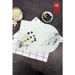 Kanallı Cam Kesme Tahtası - Cam Kesme Tablası | Dark Floral - Kenarı Oval | 25cm x 35cm | Patentli Ürün