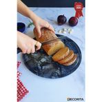 Kanallı Cam Kesme Tahtası - Cam Kesme Tablası | Doğal Taş Desenli | Çap32cm | Patentli Ürün