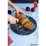 Kanallı Cam Kesme Tahtası - Cam Kesme Tablası | Doğal Taş Desenli | Çap32cm | Patentli Ürün