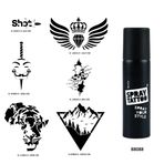 Kanat ve Vahşi Spray Tattoo Geçici Dövme Seti Dark Siyah Sprey