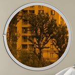 Kanatlı Pencere, Alüminyum Çerçeveli ve Temperli Camlı Yuvarlak Pencere, 360° Dönen Pivot Kanatlı Pencere, Banyo, Mutfak, Yatak Odası, Oturma Odası için İç Mekan Havalandırma Penceresi (Beyaz+