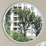 Kanatlı Pencere, Alüminyum Çerçeveli ve Temperli Camlı Yuvarlak Pencere, 360° Dönen Pivot Kanatlı Pencere, Banyo, Mutfak, Yatak Odası, Oturma Odası için İç Mekan Havalandırma Penceresi (Beyaz+Transpa
