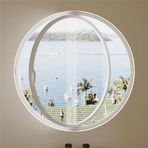 Kanatlı Pencere, Saplı 360° Dönen Yuvarlak Pencere, Temperli Cam Lomber Pencere, Alüminyum Pivotlar Kanatlı Pencere, Ev İç Mekan Havalandırma Pencereleri Banyo Yatak Odası Livi için Değiştirme