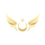 Kanatlı Türk Bayrağı Araba Sticker 17X17 Cm Gold