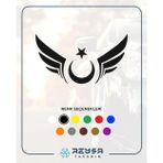 Kanatlı Türk Bayrağı Araba Sticker 17X17 Cm Siyah