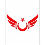Kanatlı Türk Bayrağı Kırmızı Sticker Yapışkanlı Folyo Otomobil Stickerı - belirtilmemiş - Beyaz