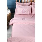 Kanaviçe Nakışlı %100 Pamuk Nevresim Takımı - Pembe - 220 x 240 cm