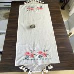 Kanaviçe Runner- Buzdolabı Örtüsü Pembe %100 Pamuk