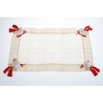 Kanca Ev Amerikan Servis Sinamay Hasır Doğal Malzeme Deniz Kabuklu Kırmızı Fiyonklu 33*48 cm 2 Lİ SET OLARAK SATILMAKTADIR.