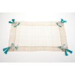 Kanca Ev Amerikan Servis Sinamay Hasır Doğal Malzeme Deniz Kabuklu Mavi Fiyonklu 33*48 cm 2 Lİ SET OLARAK SATILMAKTADIR.