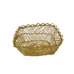 Kancaev İnce Hasır Sepet Küçük 14x12x7cm Abaka El Örgüsü Ekmek Sepeti Gold Dekoratif