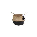 KANCAEV Sepet,siyah-beyaz Püsküllü Katlanır Göbekli Hasır , 30cm..