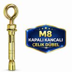 Kancalı Çelik Dübel M8 Kapalı Ağız – Salıncak, Boks Torbası, Avize ve Tavan Asma İçin Güçlü Montaj Aparatı