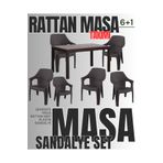 KANDİLLER Rattan Masa Sandalye Takımı 6+1 Set PLASTİK MASA Demonte
