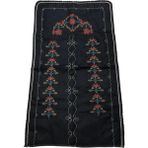 Kandilli Çeyizlik Kanaviçe Etamin Işleme Nakışlı Siyah Seccade 70 x 120 - 80 x 120 cm - Renkli
