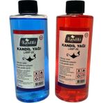 Kandillo 250 ml 2'li set Mavi Kırmızı Kandil Yağı Kokusuz Dumansız İç Mekan Gaz Lambası Yakıtı