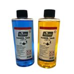 Kandillo Mavi Sarı Kandil Yağı Kokusuz Dumansız Iç Mekan Gaz Lambası Yakıtı 250 Ml 2'li Set