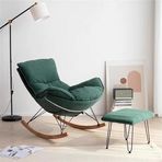 Kanepe Sallanan Sandalye, Modern Rahat Sallanan Sandalye Kanepe Sandalye Salon Sandalyesi Balkon için Döşemeli, İç Mekan Yatak Odası Sallanan Sandalye, Ergonomik Sandalyeler, Ayak Tabureli (Yeşil)